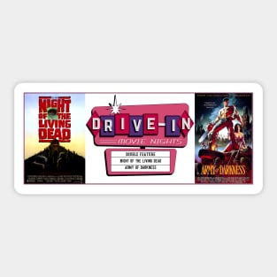 Drive-In Double Feature - Army of Darkness & Night of the Living Dead Sticker